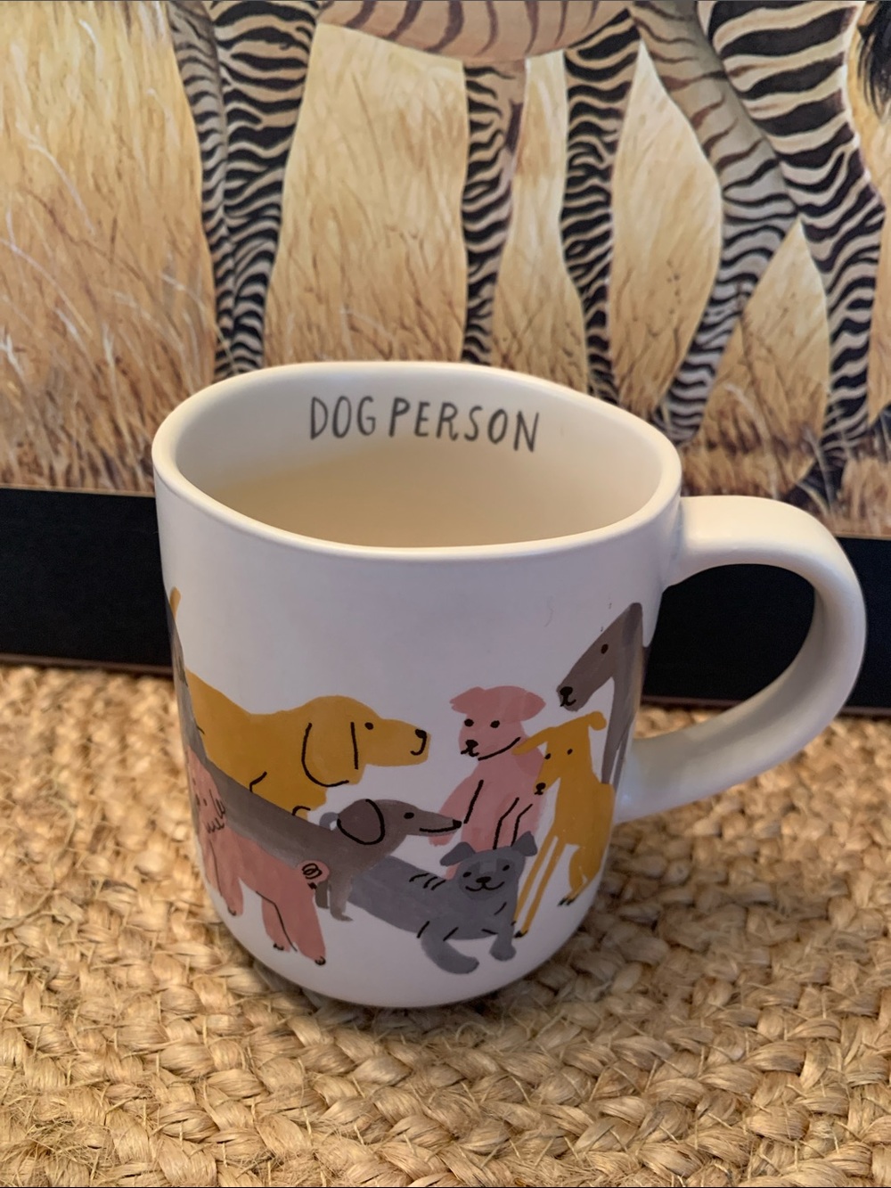 Opal House Coffee Mug Dog/Lover Person. Heavy Duty Stoneware 4.25@ Tall X 5” W